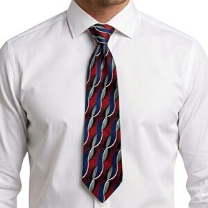 Fabio Fazio 100% Silk Men's Red and Blue Patterned Tie